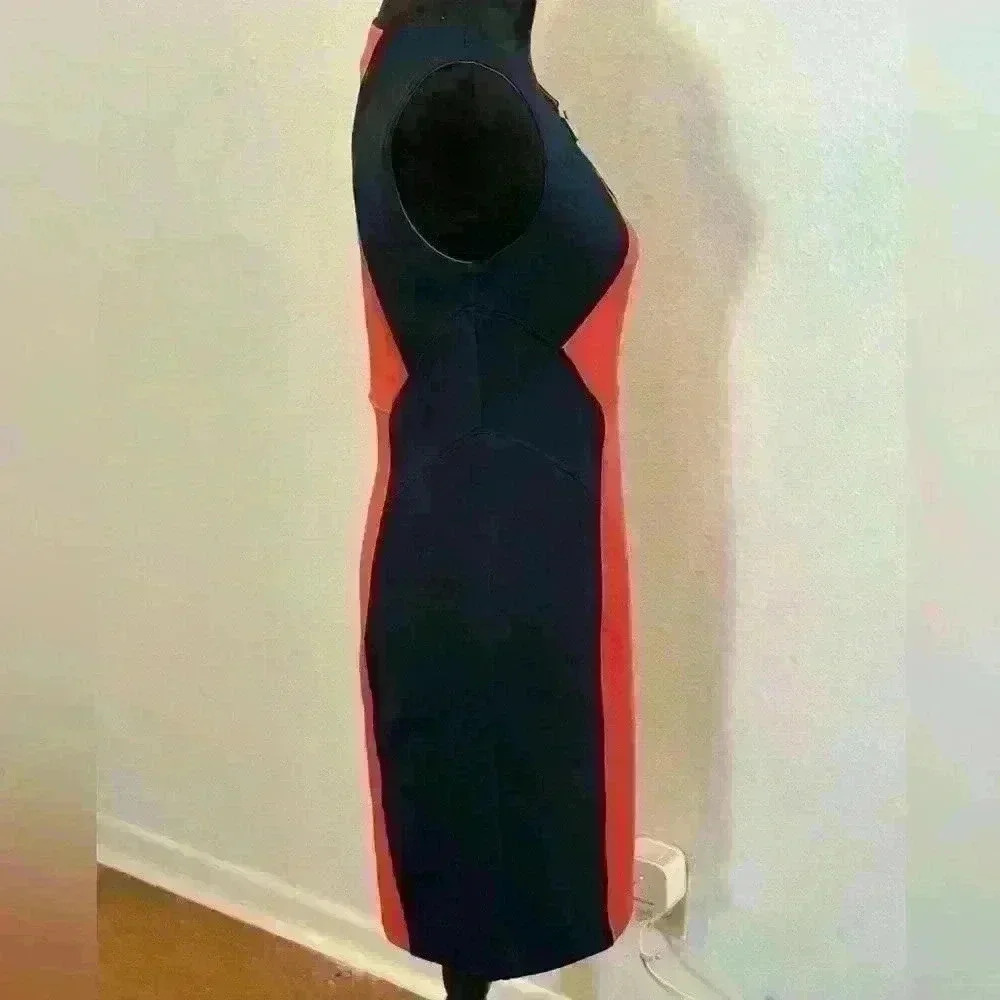 EnFocus Studio Sleeveless Coral & Navy Colorblock Midi Dress - Picture 5 of 5